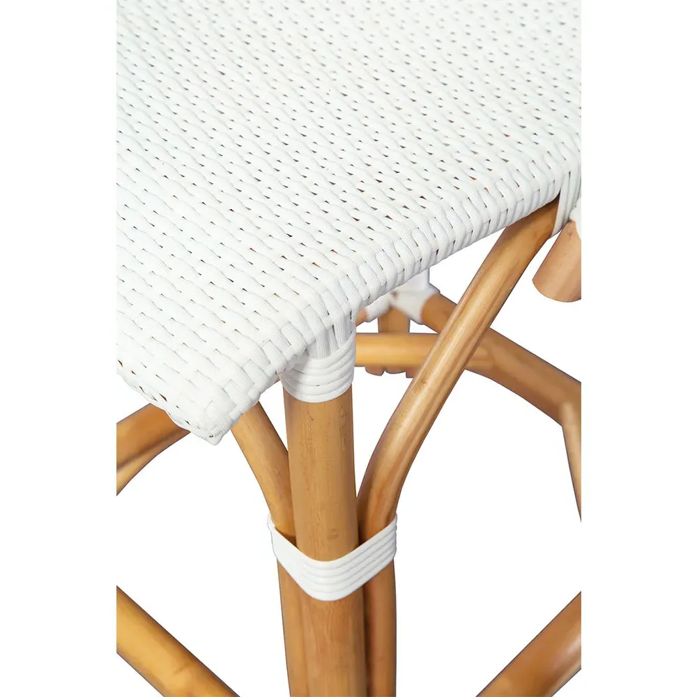 Leo Counter Stool - White, Rattan