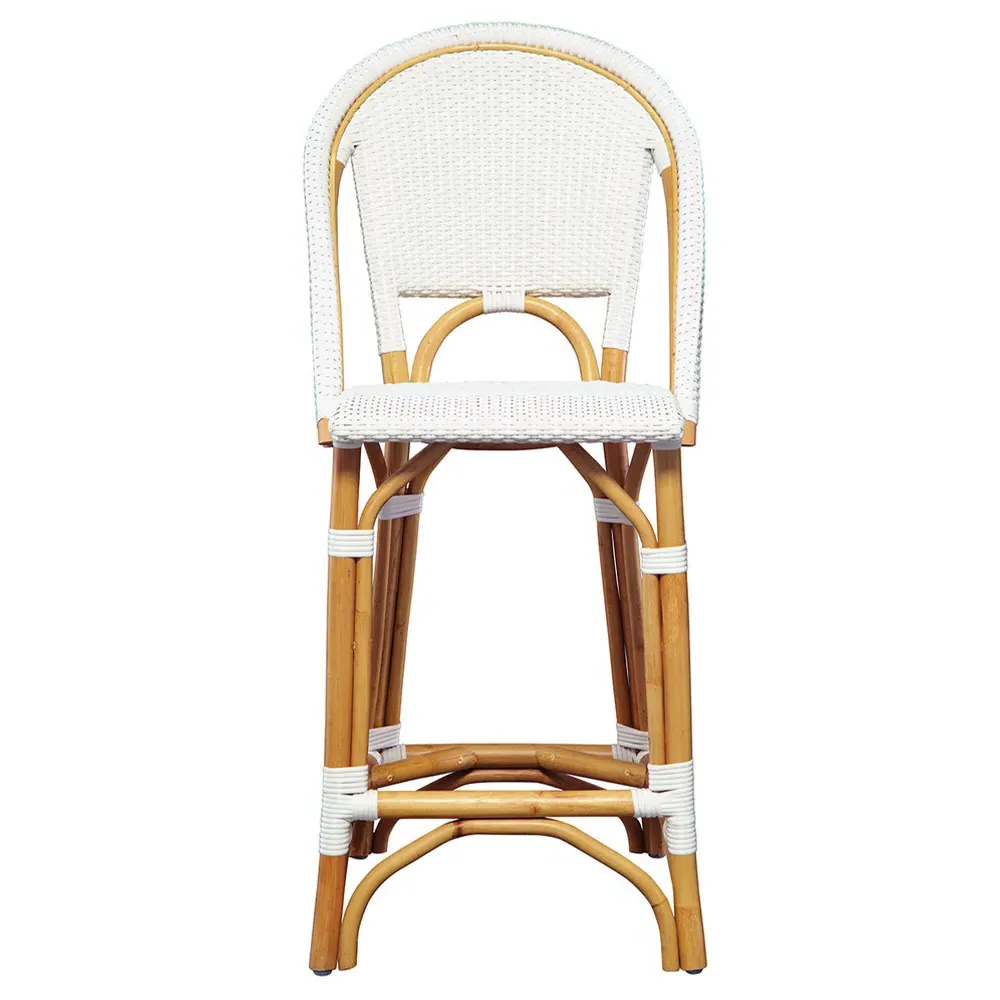 Leo Counter Stool - White, Rattan