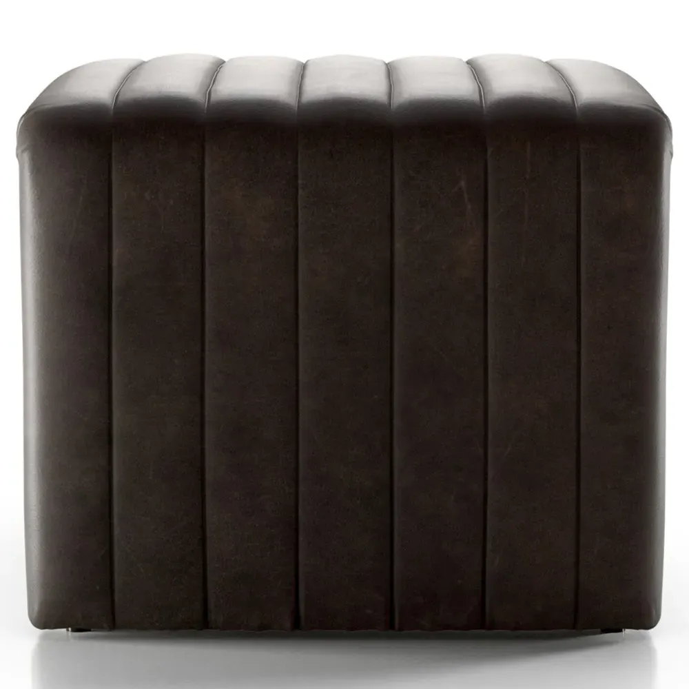 Leo Ottoman - Dark Brown, Leather
