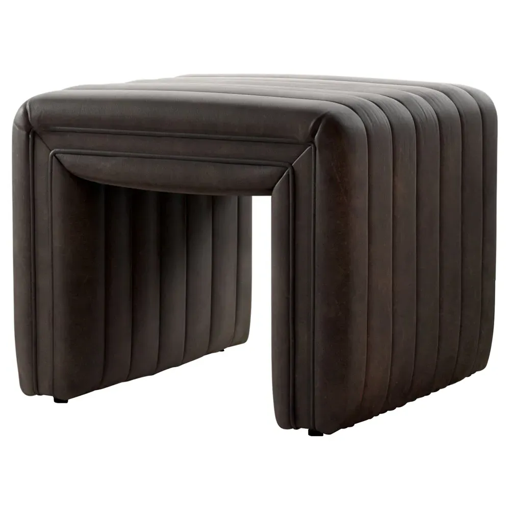 Leo Ottoman - Dark Brown, Leather image