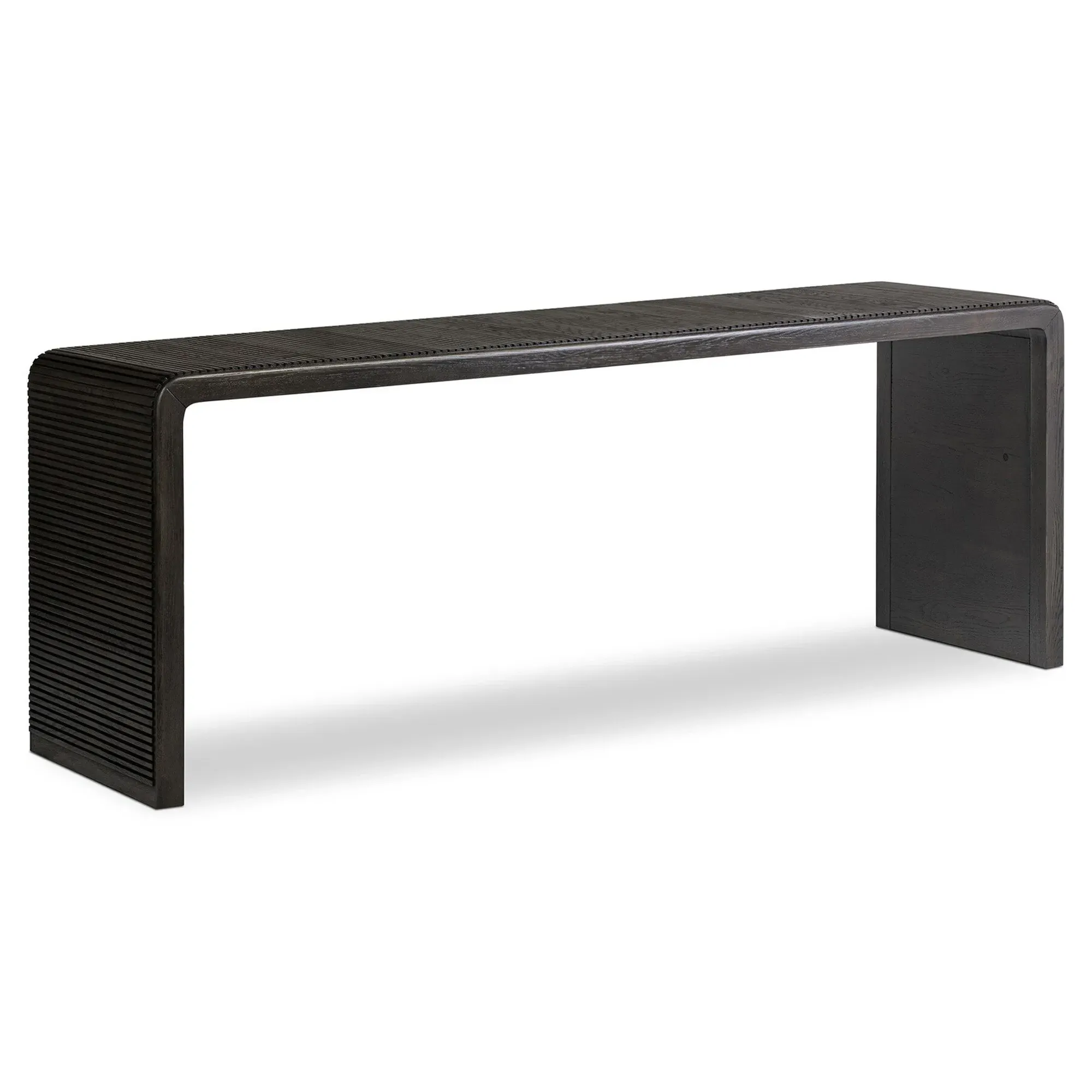 Leo Rustic Lodge Rectangular Console Table - Smoked Black, Oak