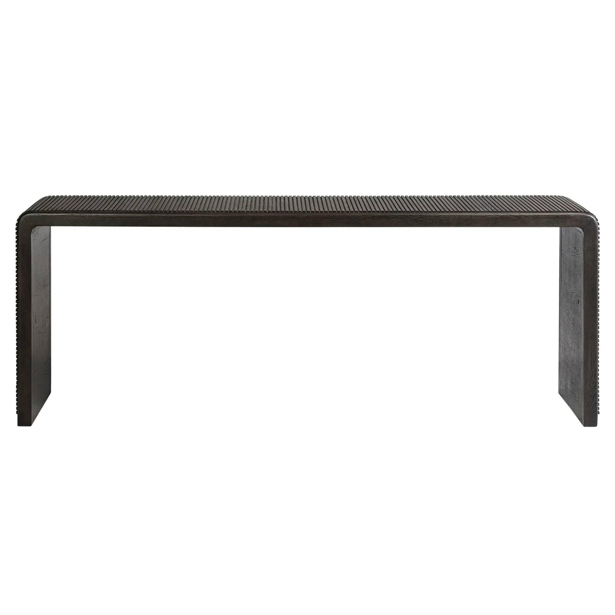 Leo Rustic Lodge Rectangular Console Table - Smoked Black, Oak