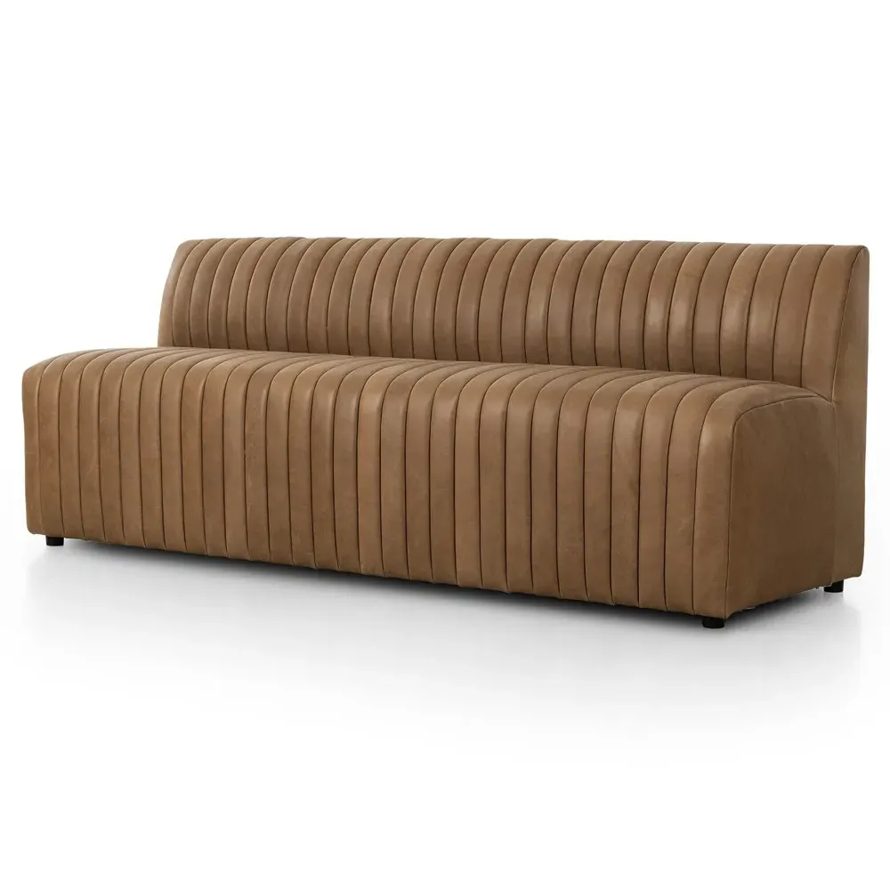 Leo Tufted Dining Banquette - Brown, Leather