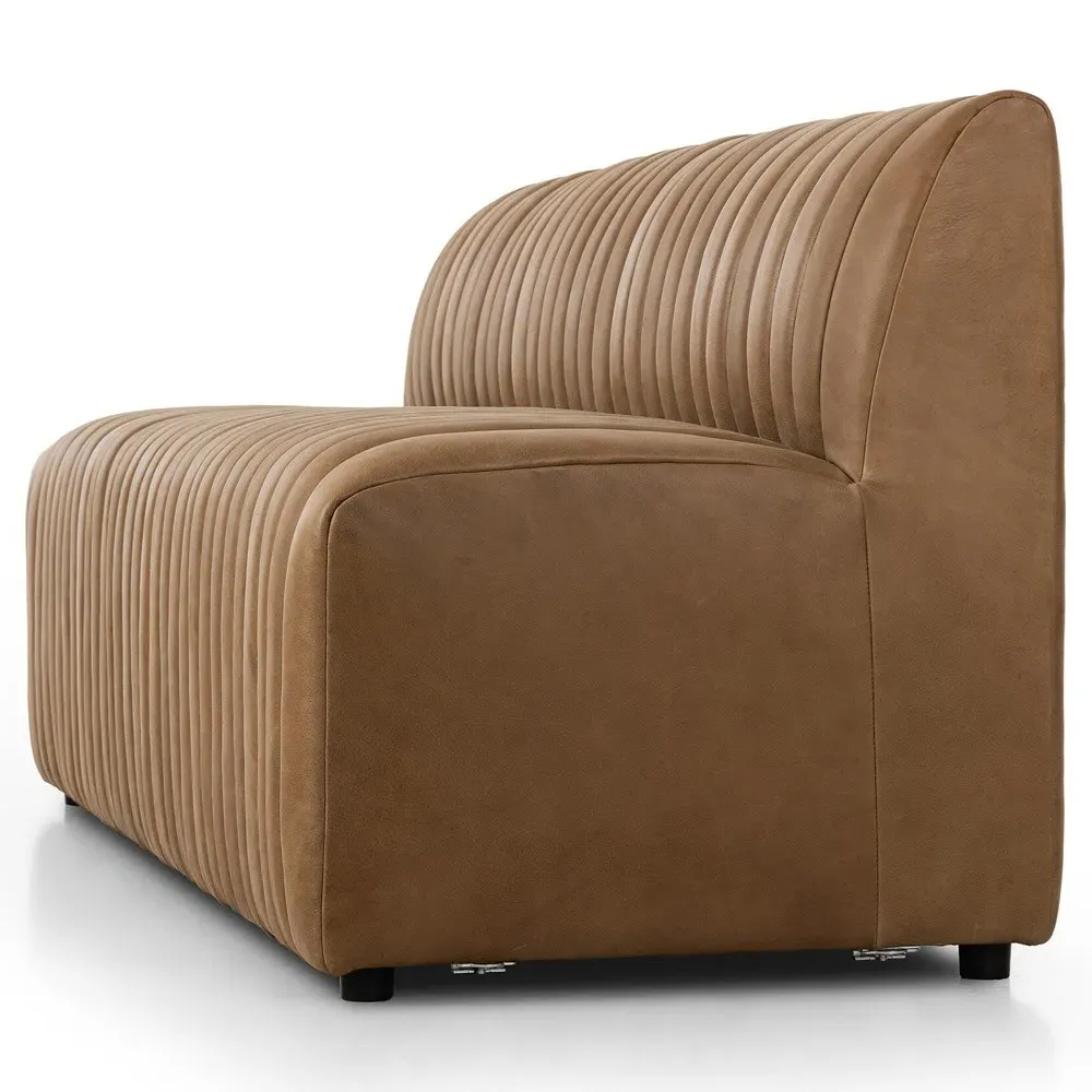 Leo Tufted Dining Banquette - Brown, Leather