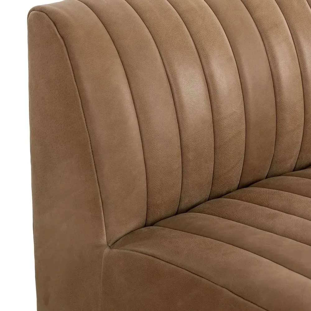 Leo Tufted Dining Banquette - Brown, Leather