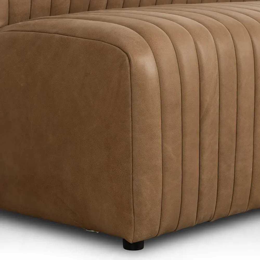 Leo Tufted Dining Banquette - Brown, Leather