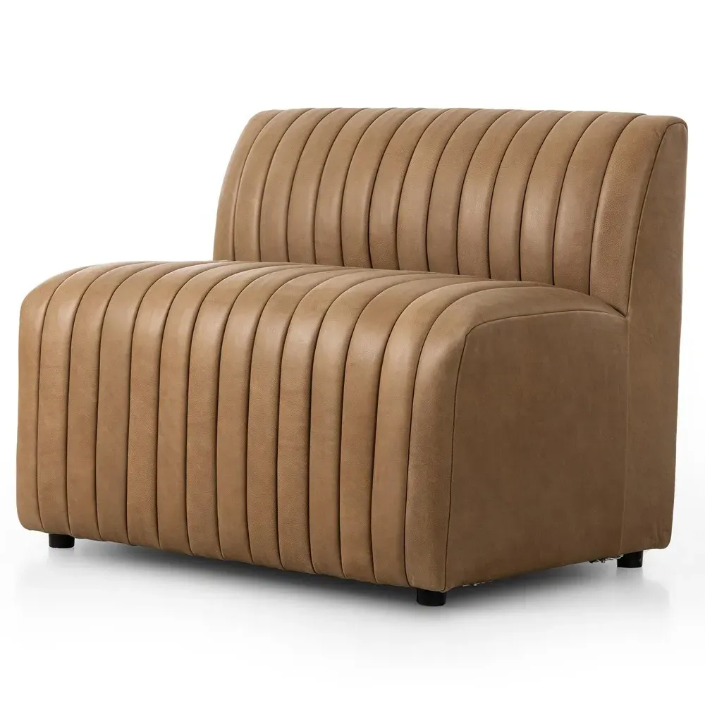 Leo Tufted Dining Banquette - Brown, Leather