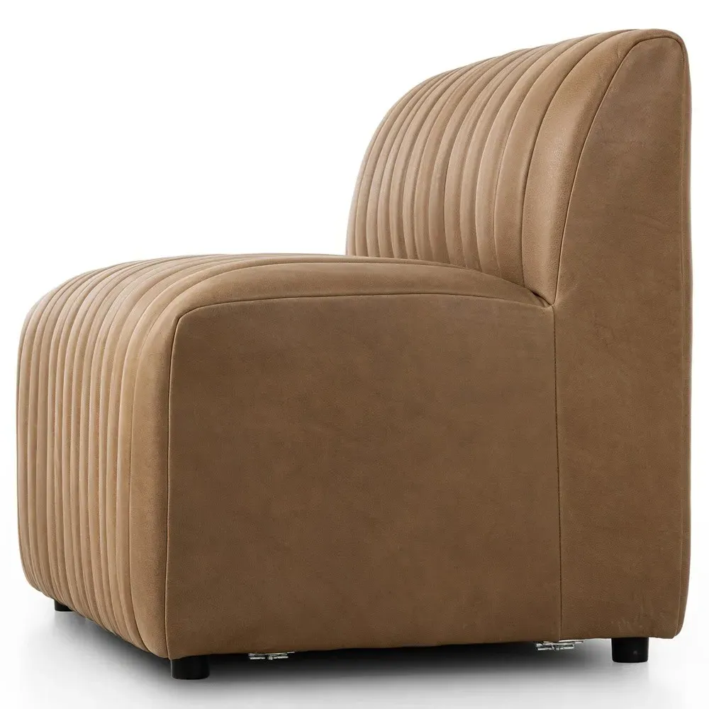 Leo Tufted Dining Banquette - Brown, Leather