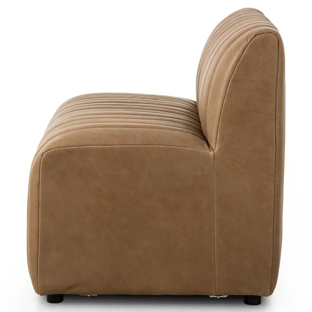 Leo Tufted Dining Banquette - Brown, Leather