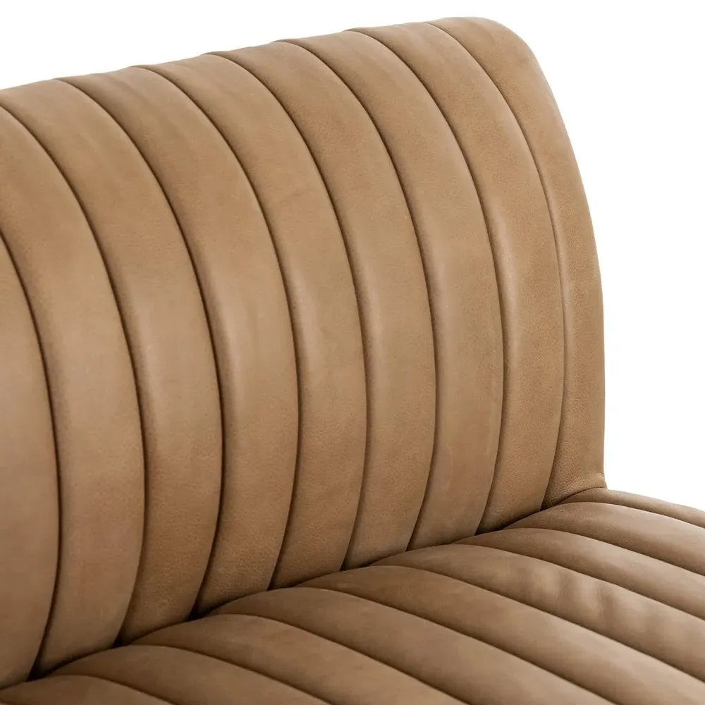 Leo Tufted Dining Banquette - Brown, Leather