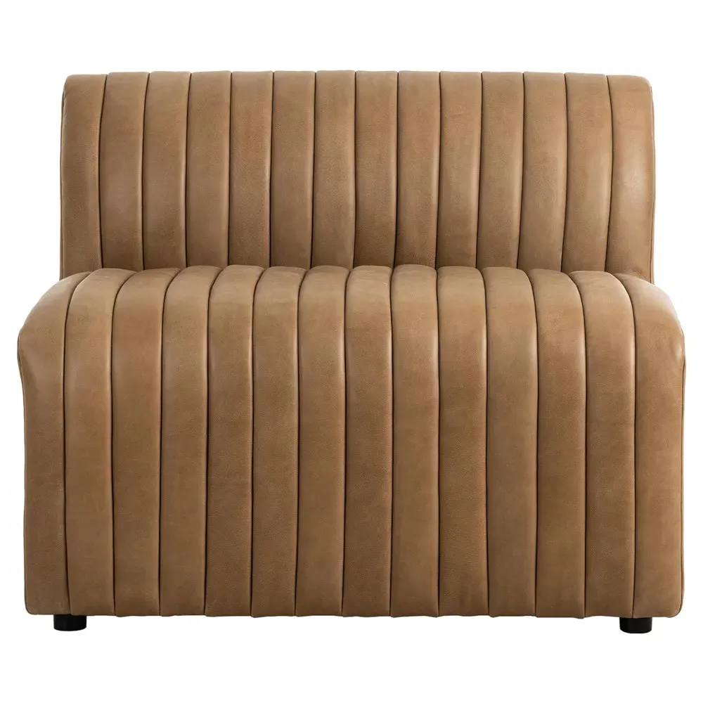 Leo Tufted Dining Banquette - Brown, Leather