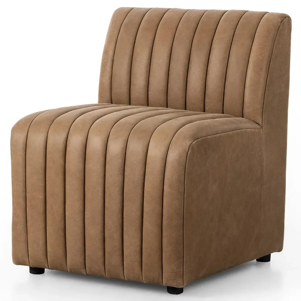 Leo Tufted Dining Banquette - Brown, Leather