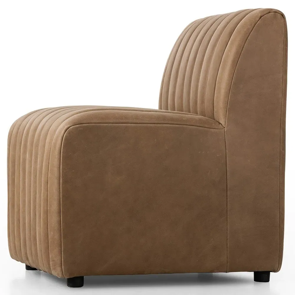 Leo Tufted Dining Banquette - Brown, Leather