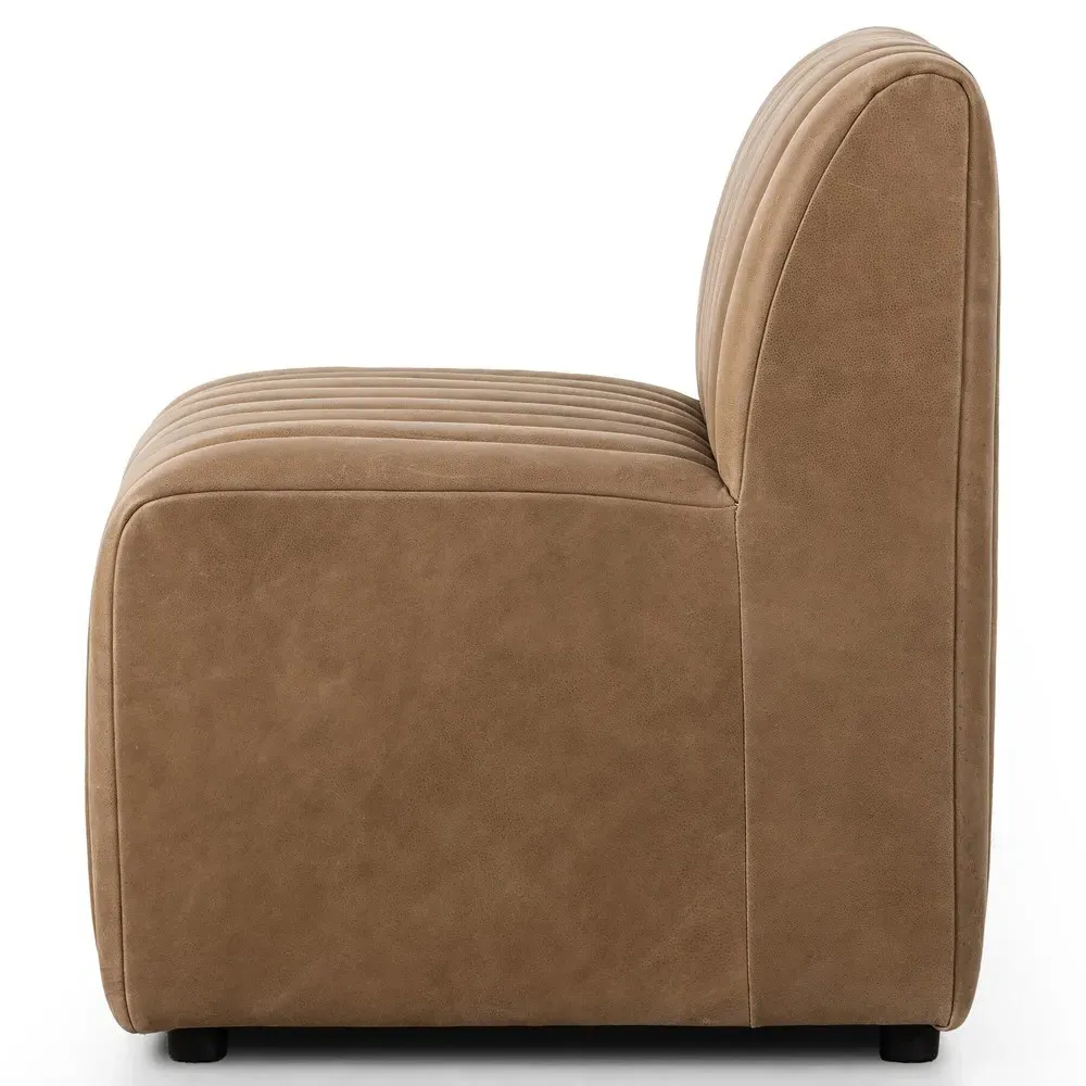 Leo Tufted Dining Banquette - Brown, Leather