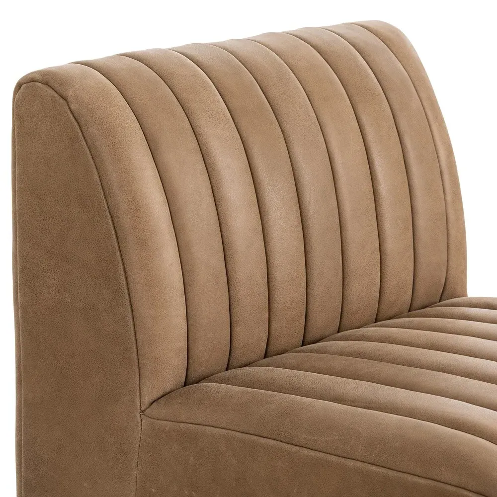 Leo Tufted Dining Banquette - Brown, Leather
