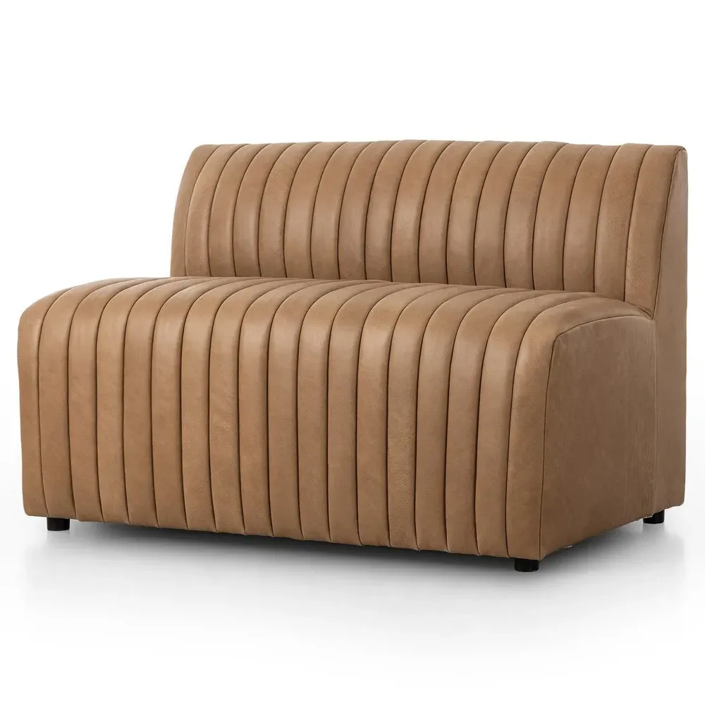 Leo Tufted Dining Banquette - Brown, Leather