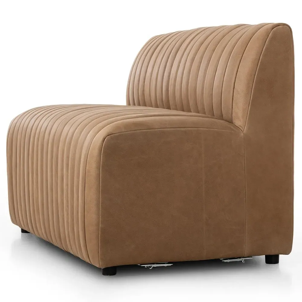 Leo Tufted Dining Banquette - Brown, Leather