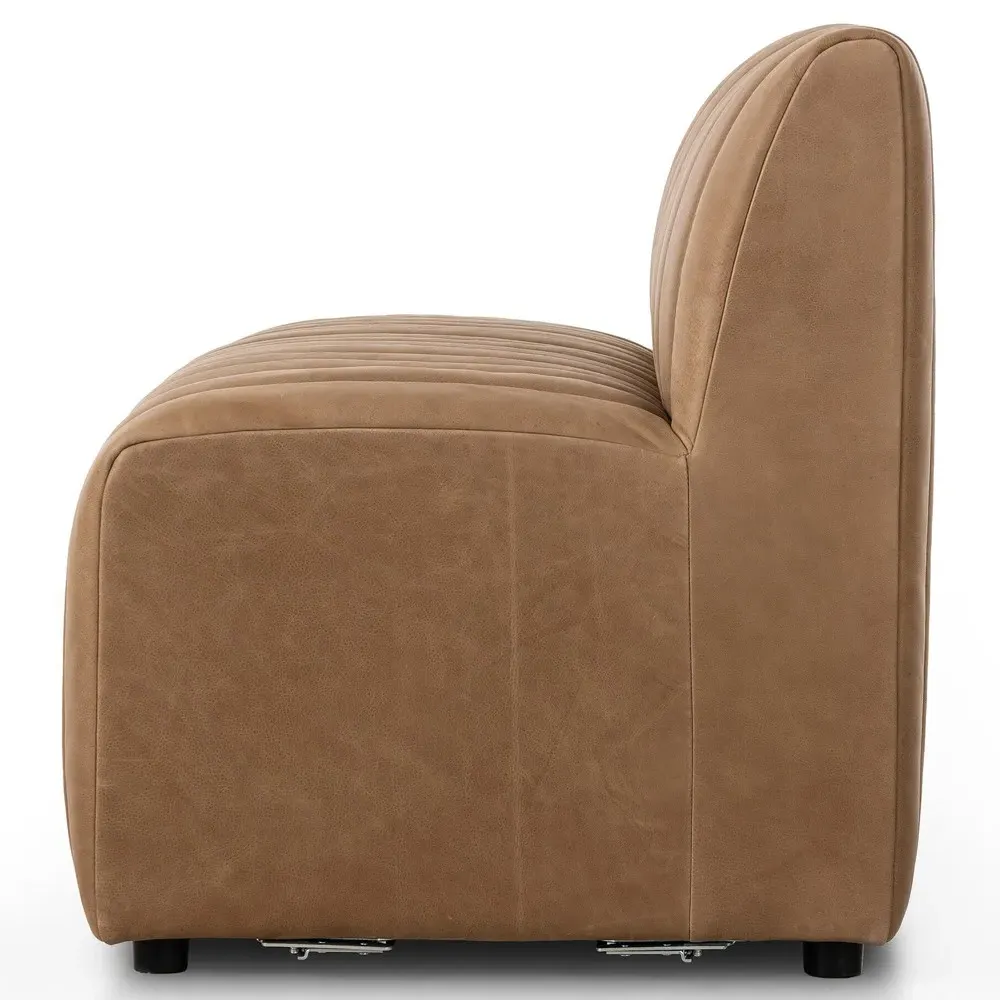 Leo Tufted Dining Banquette - Brown, Leather