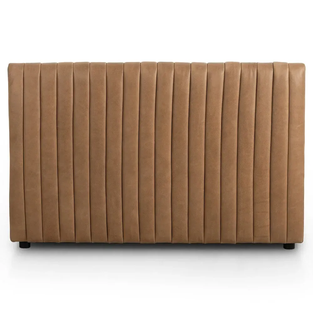 Leo Tufted Dining Banquette - Brown, Leather