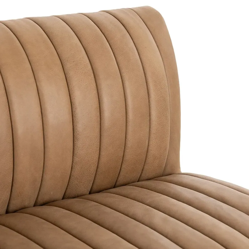 Leo Tufted Dining Banquette - Brown, Leather