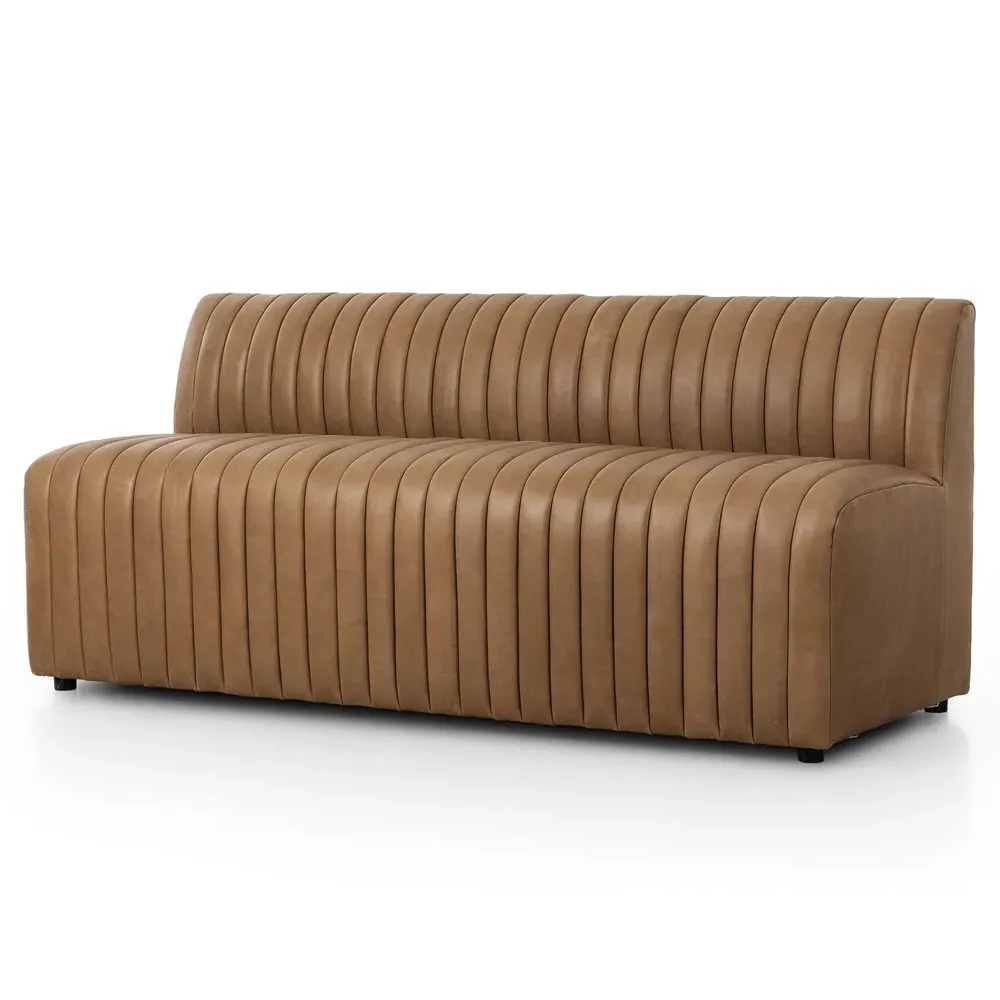 Leo Tufted Dining Banquette - Brown, Leather