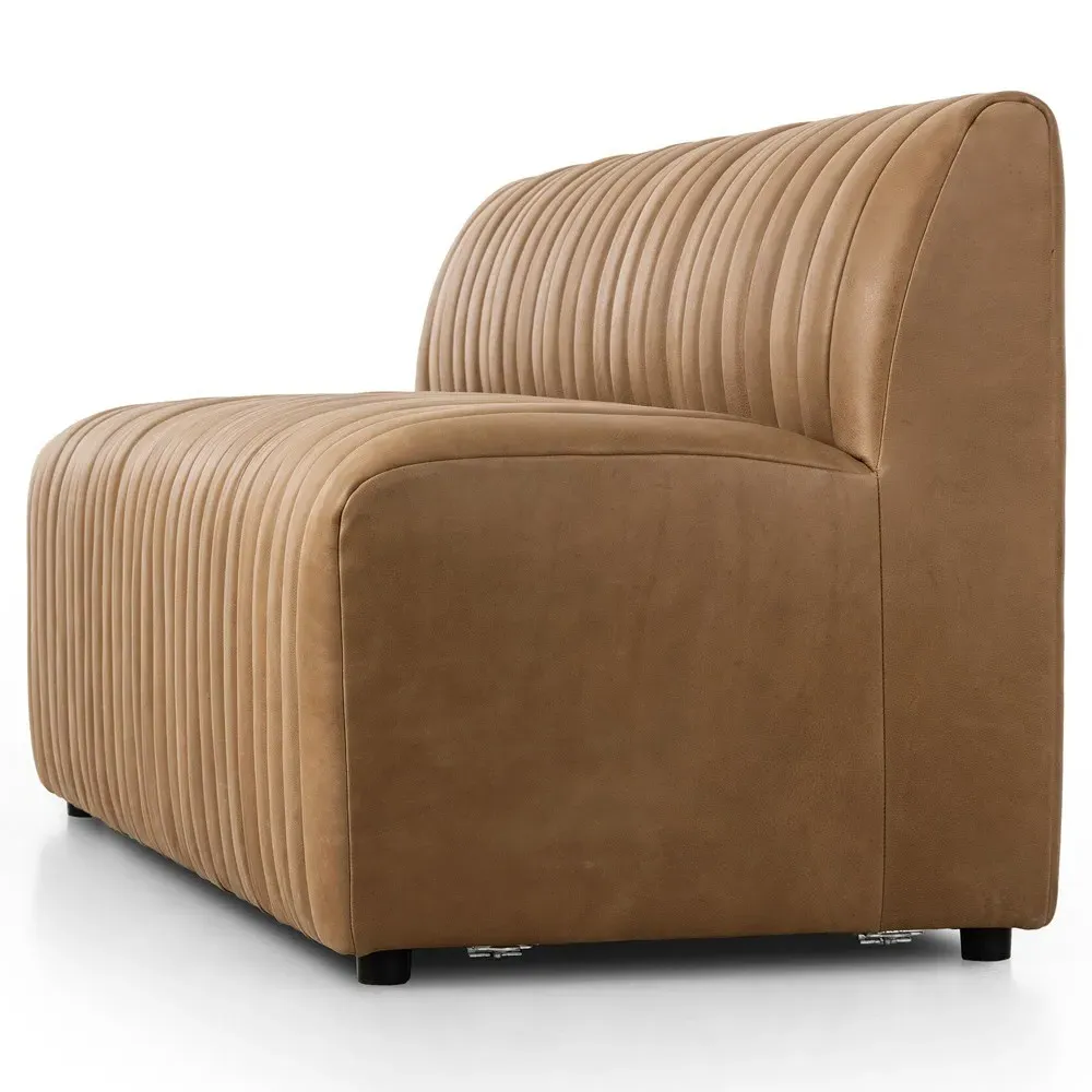 Leo Tufted Dining Banquette - Brown, Leather