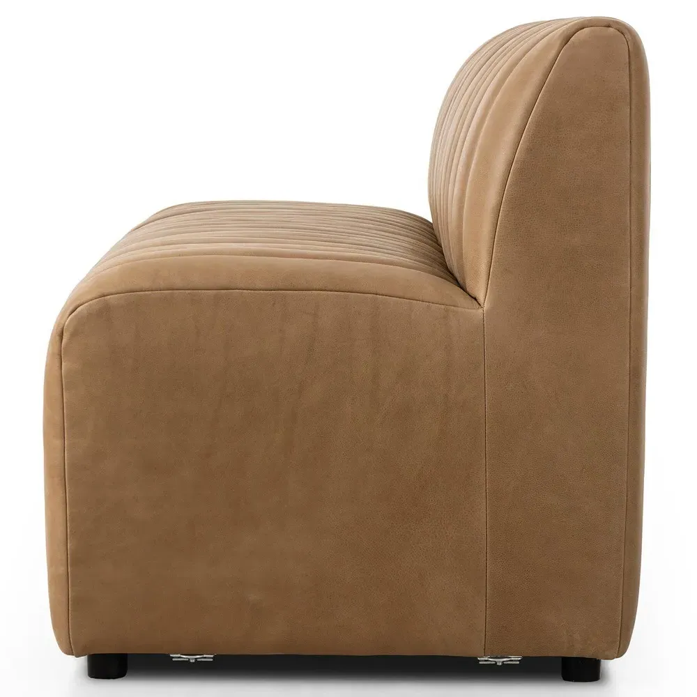 Leo Tufted Dining Banquette - Brown, Leather