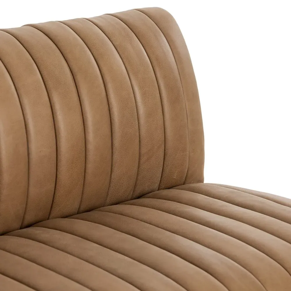 Leo Tufted Dining Banquette - Brown, Leather