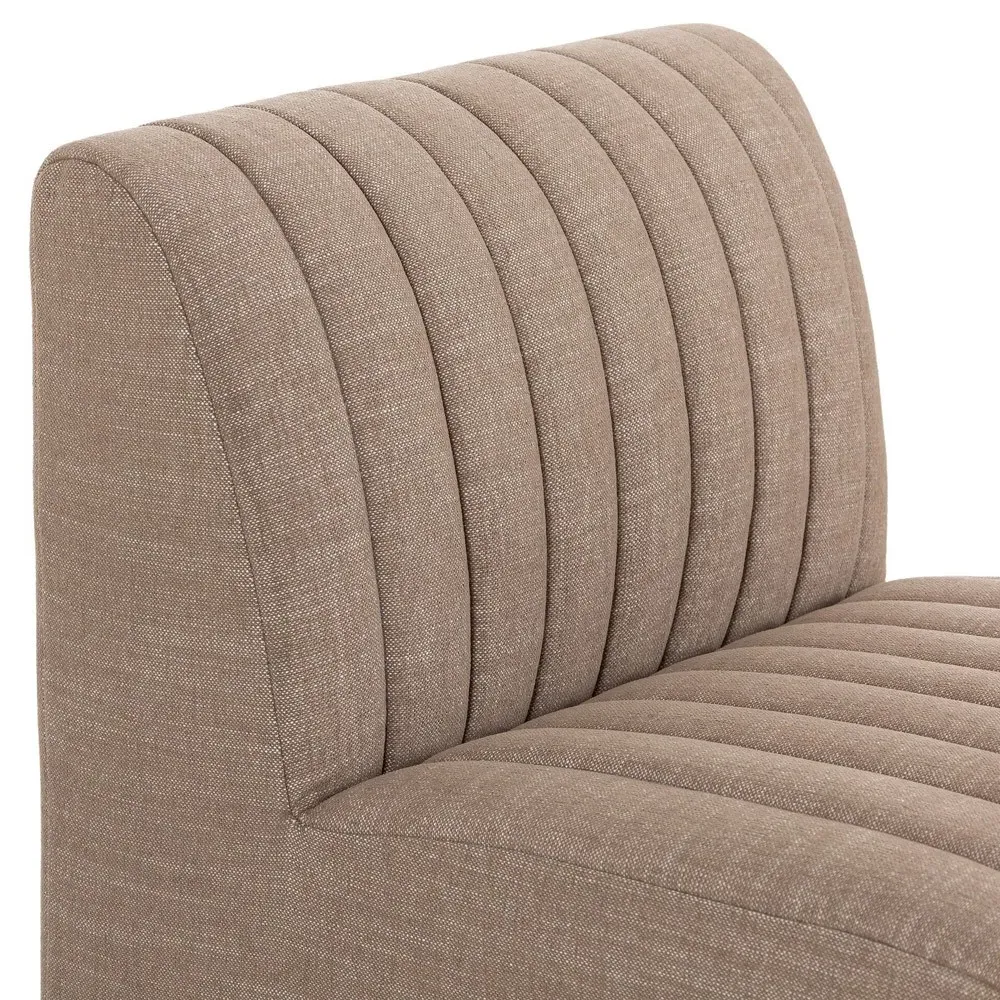 Leo Tufted Dining Banquette - Taupe, Performance Fabric