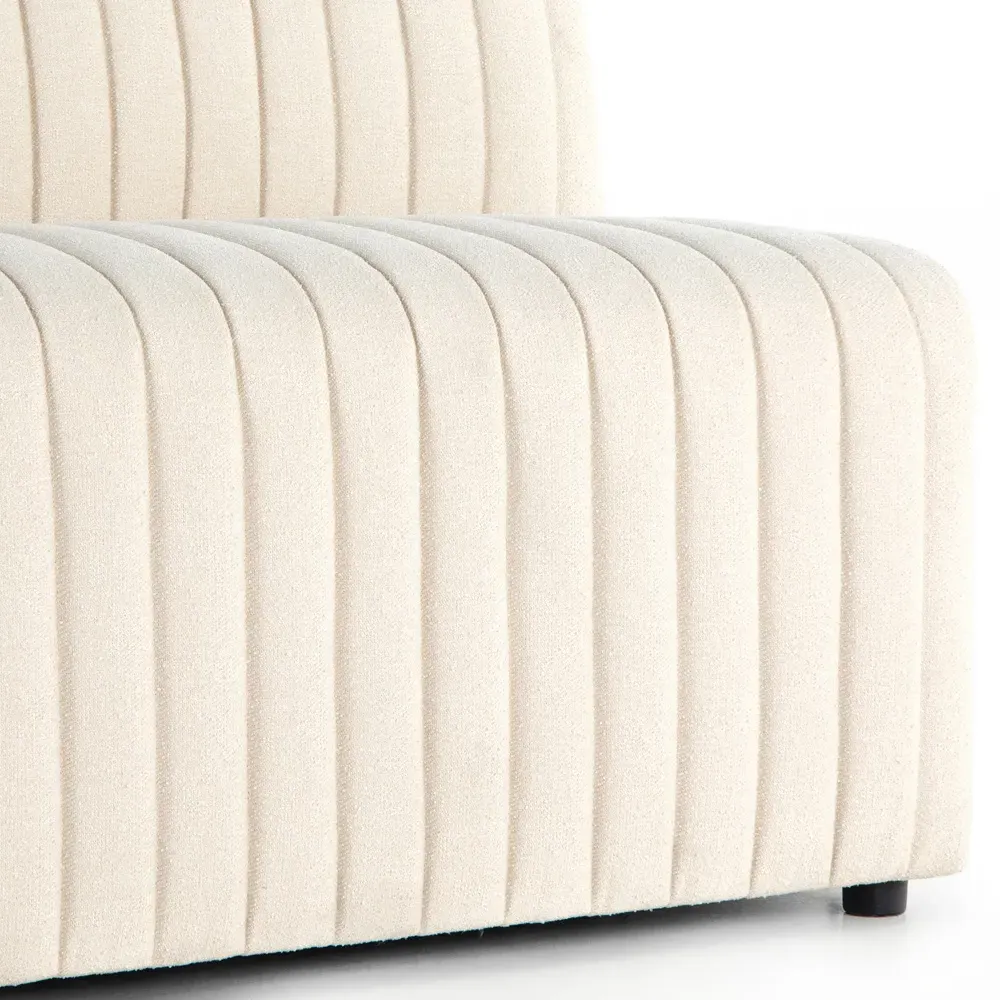 Leo Tufted Dining Bench - Beige, Performance Fabric