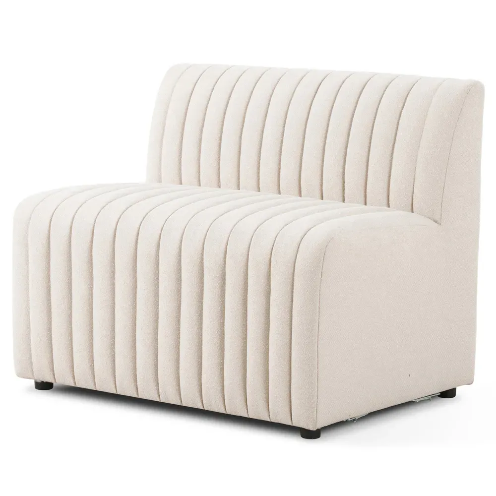 Leo Tufted Dining Bench - Beige, Performance Fabric