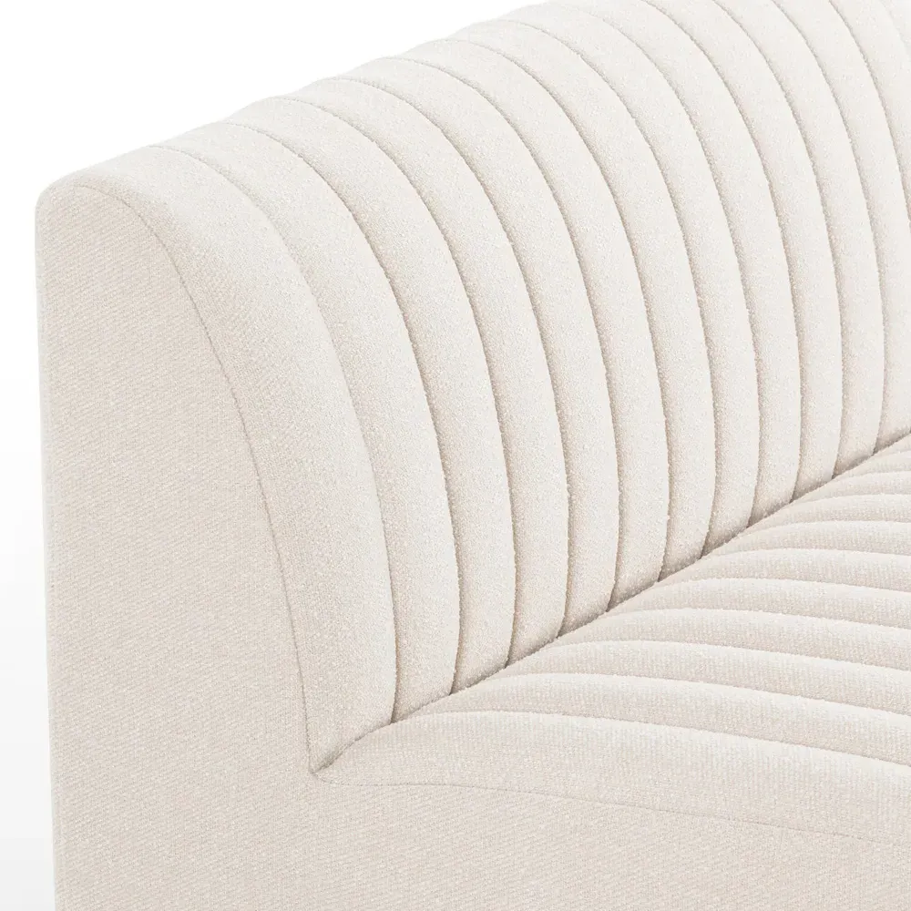 Leo Tufted Dining Bench - Beige, Performance Fabric