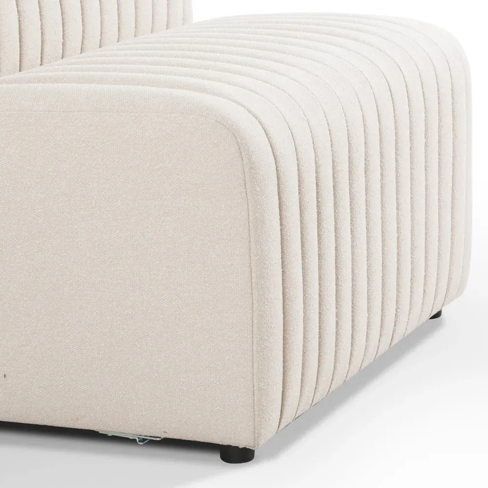 Leo Tufted Dining Bench - Beige, Performance Fabric