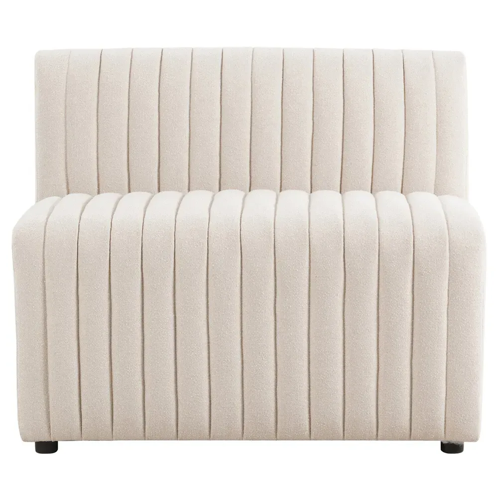 Leo Tufted Dining Bench - Beige, Performance Fabric