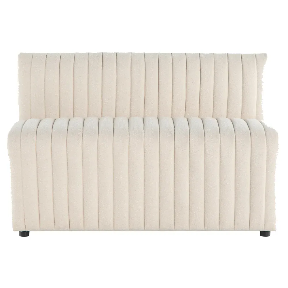 Leo Tufted Dining Bench - Beige, Performance Fabric