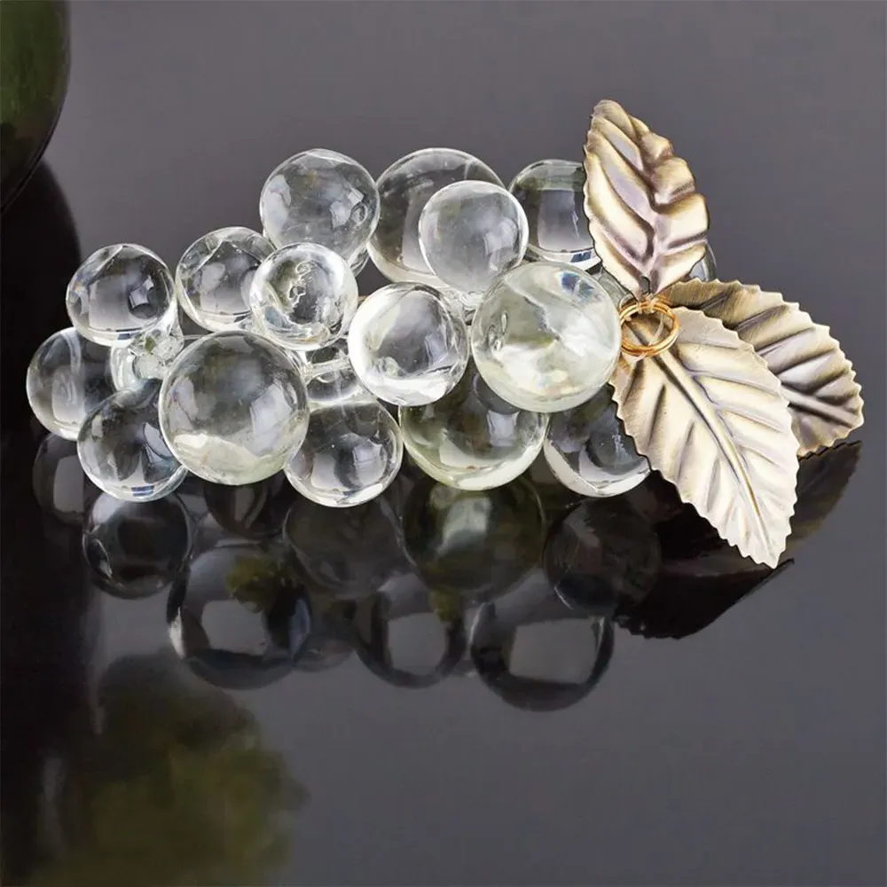 Leona Decorative Grapes - Clear Glass, Antique Brass