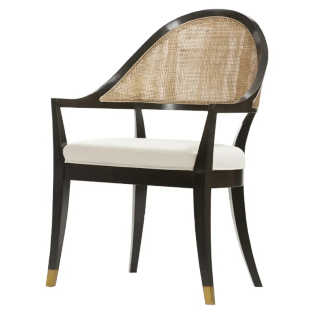 Leona Woven Cane Arm Chair - Black, Walnut image