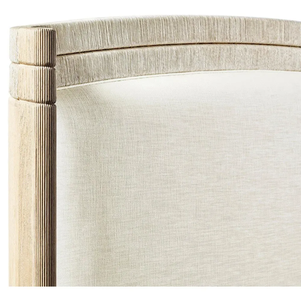 Leonard King Size Bed - Cream, Whitewashed Oak