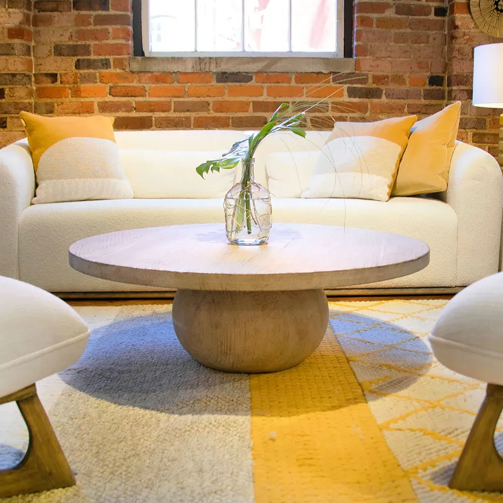 Leonardo Round Coffee Table - Brown, Reclaimed Pine