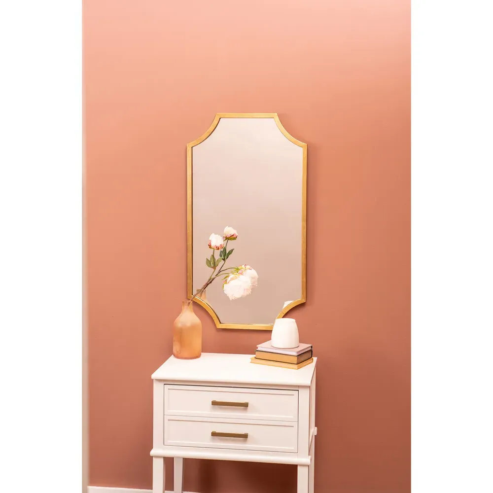 Leonora Rectangular Wall Mirror - Gold Leaf, Metal