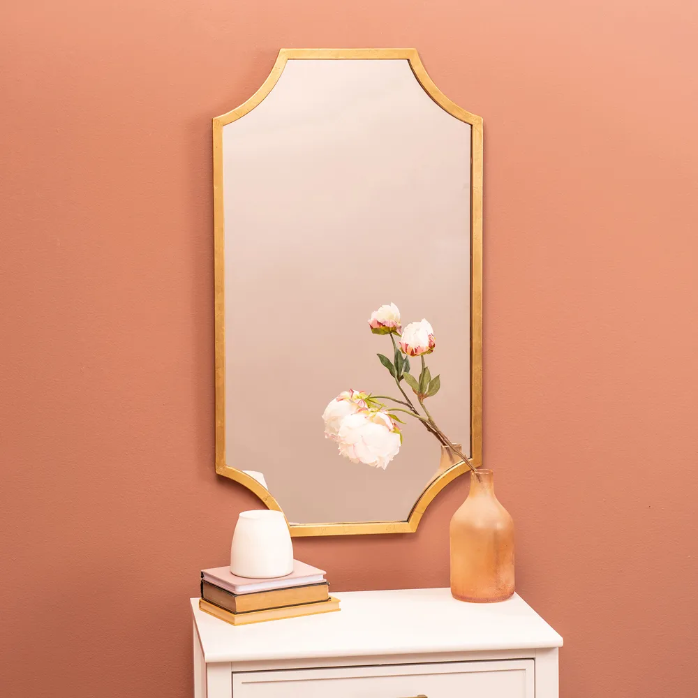 Leonora Rectangular Wall Mirror - Gold Leaf, Metal