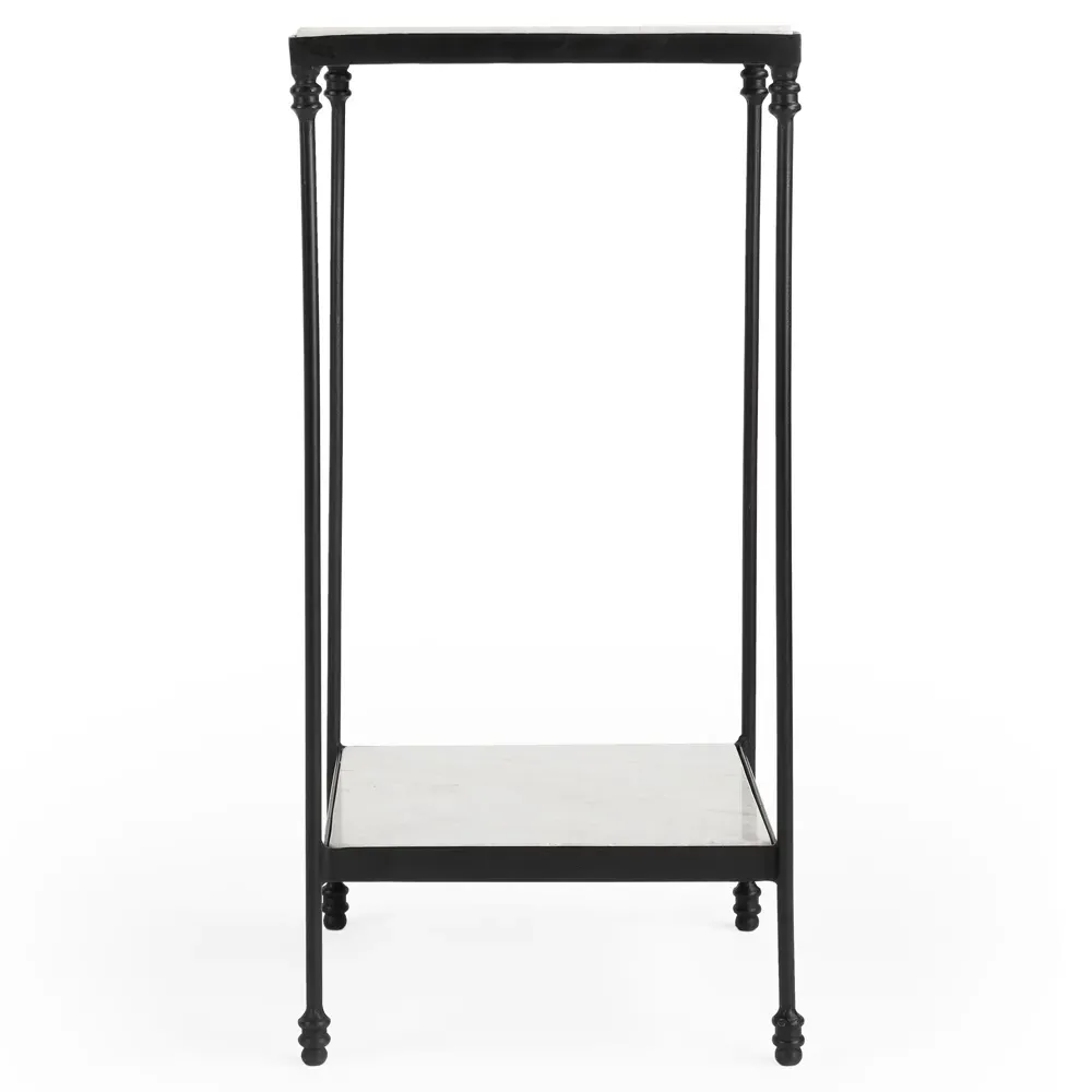 Leontine Square Outdoor Side Table - White, Marble