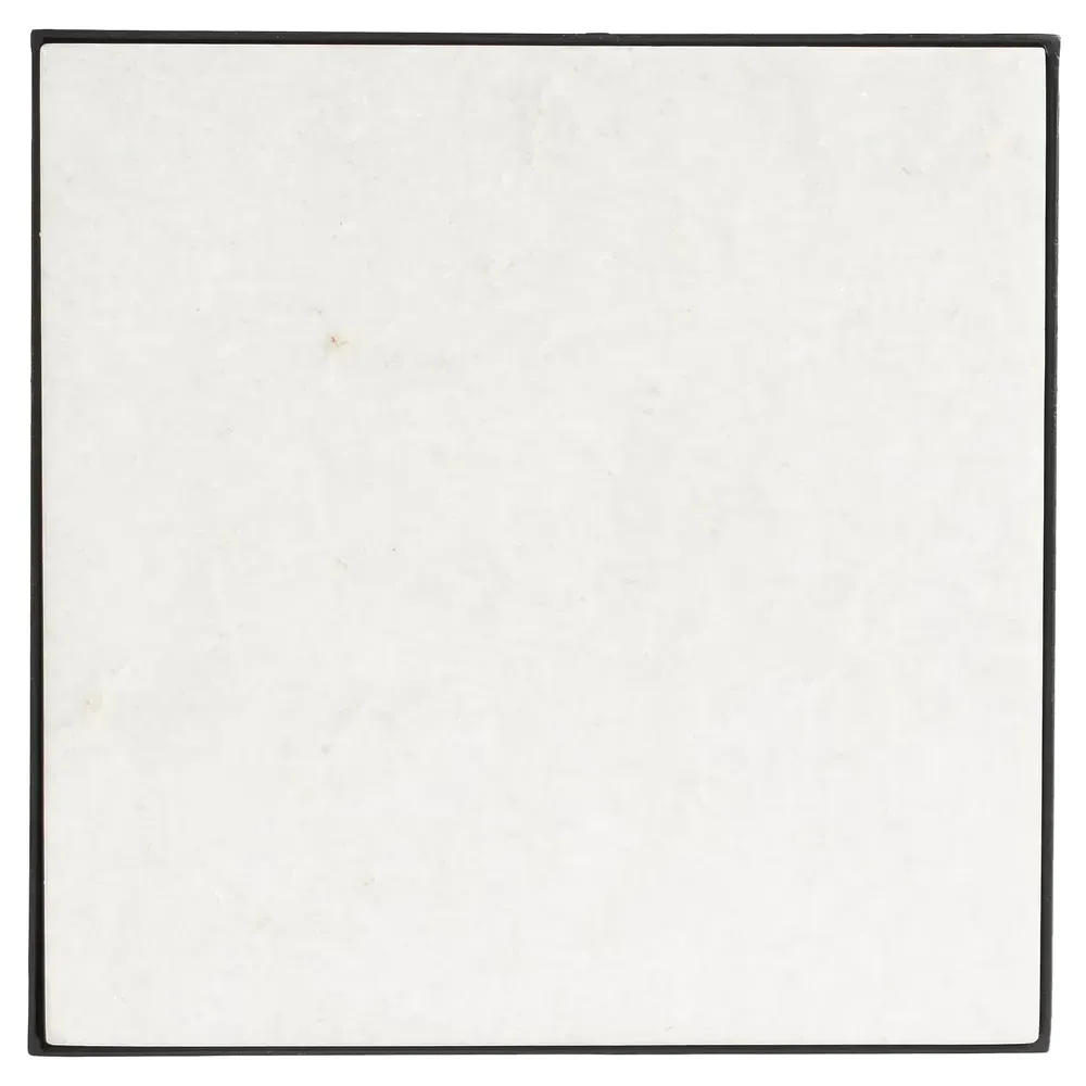 Leontine Square Outdoor Side Table - White, Marble