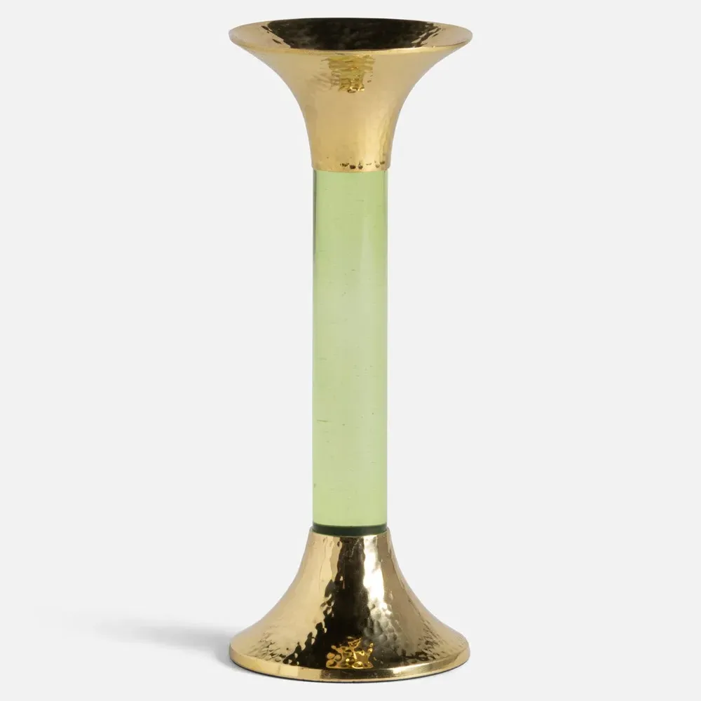 Leopold Fluted Candlestick Holder Set of 3 - Lime, Acrylic