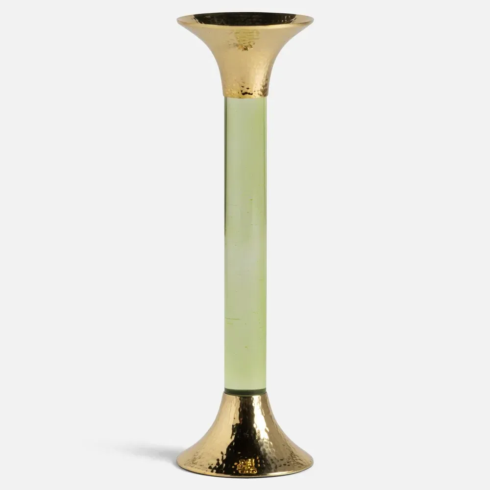 Leopold Fluted Candlestick Holder Set of 3 - Lime, Acrylic