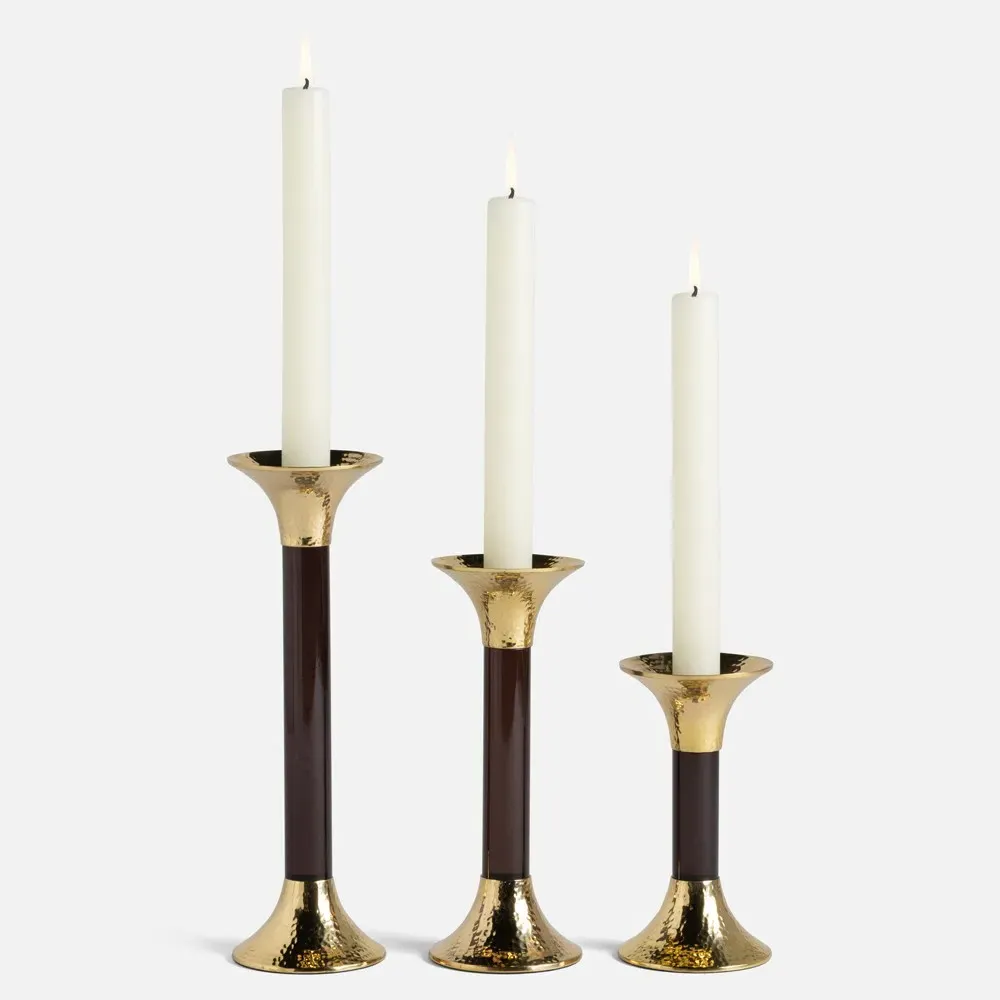 Leopold Fluted Candlestick Holder Set of 3 - Smoke, Acrylic