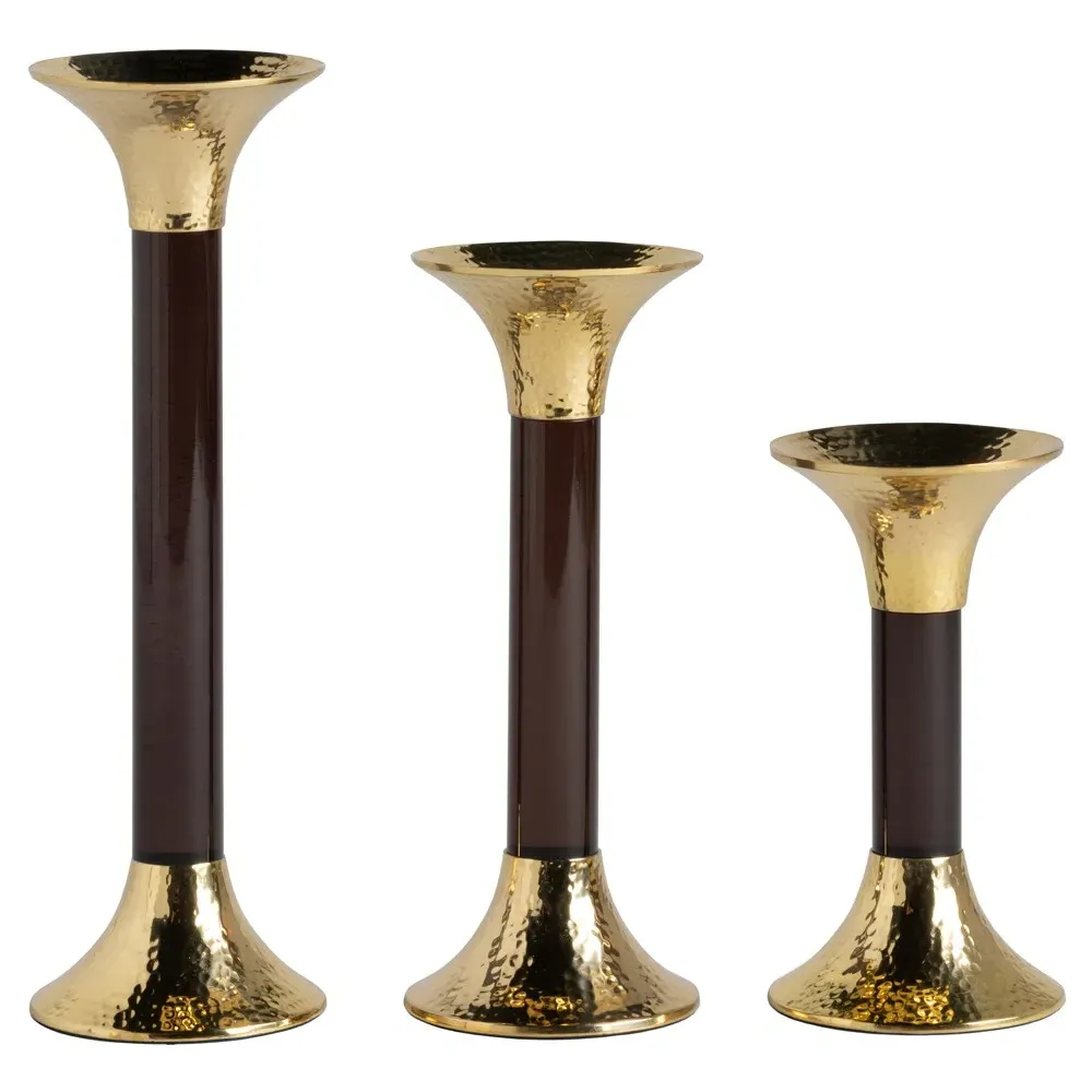 Leopold Fluted Candlestick Holder Set of 3 - Smoke, Acrylic