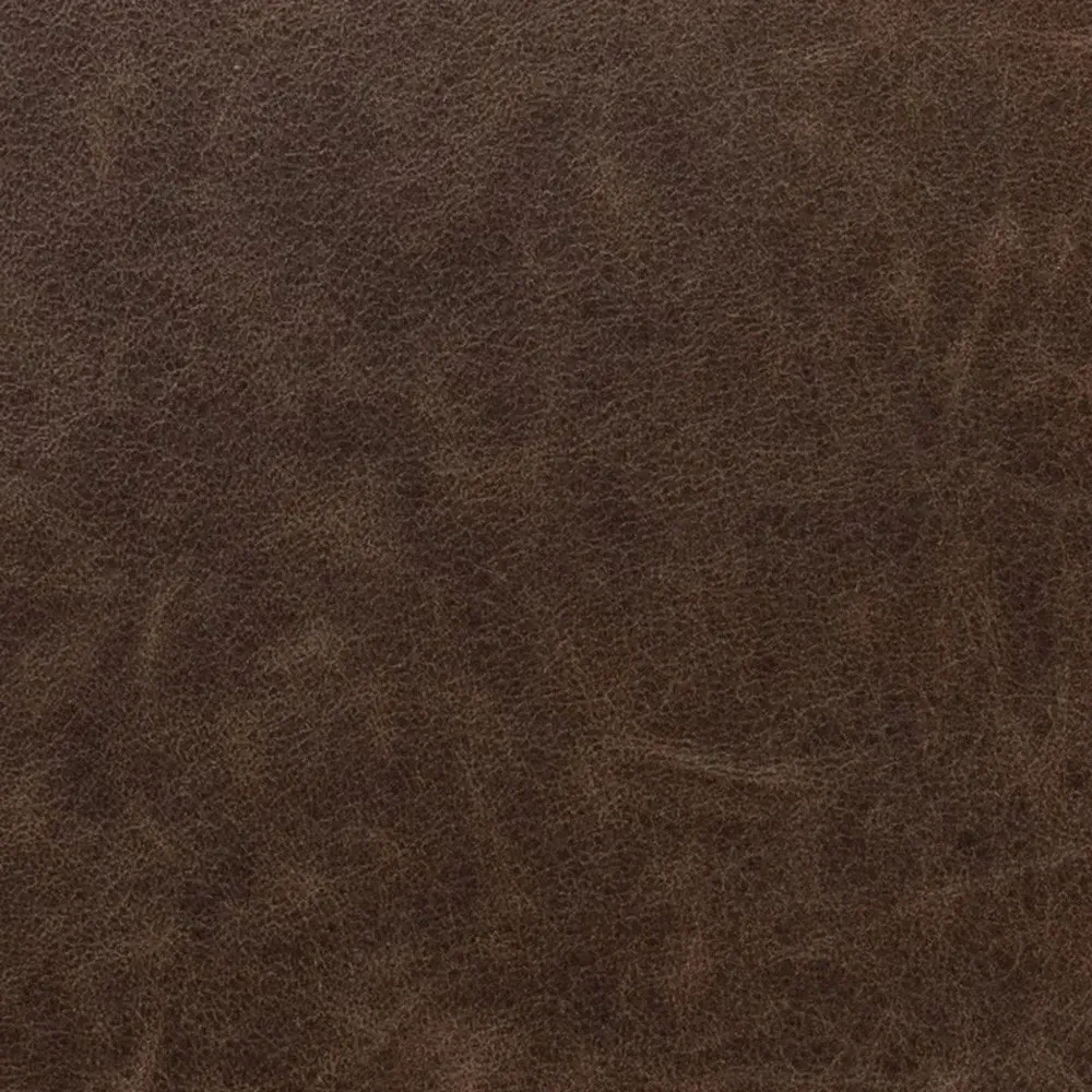 Leopold Round Cocktail Ottoman - Brown, Leather