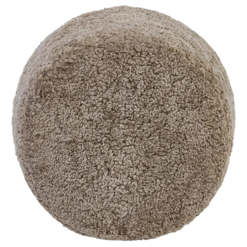 Leroy Round Ottoman - Taupe, Oak