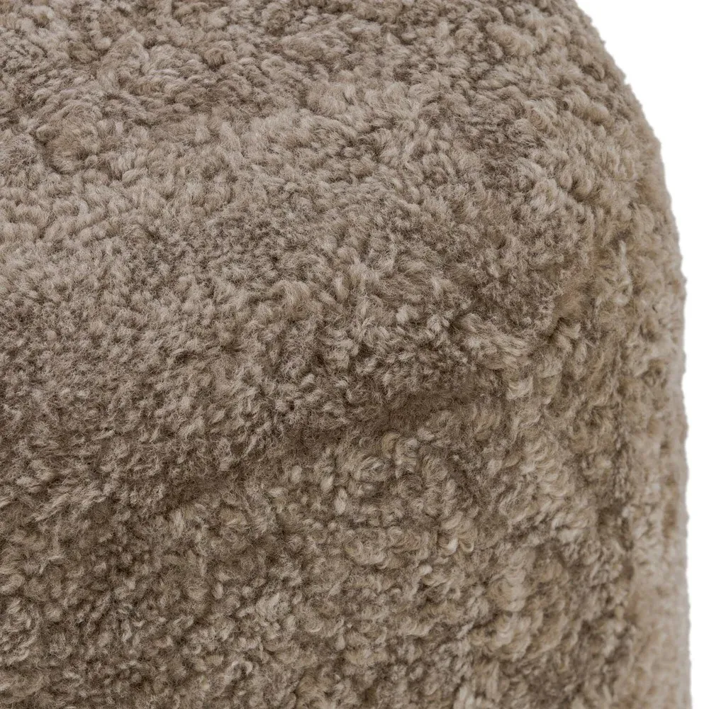 Leroy Round Ottoman - Taupe, Oak